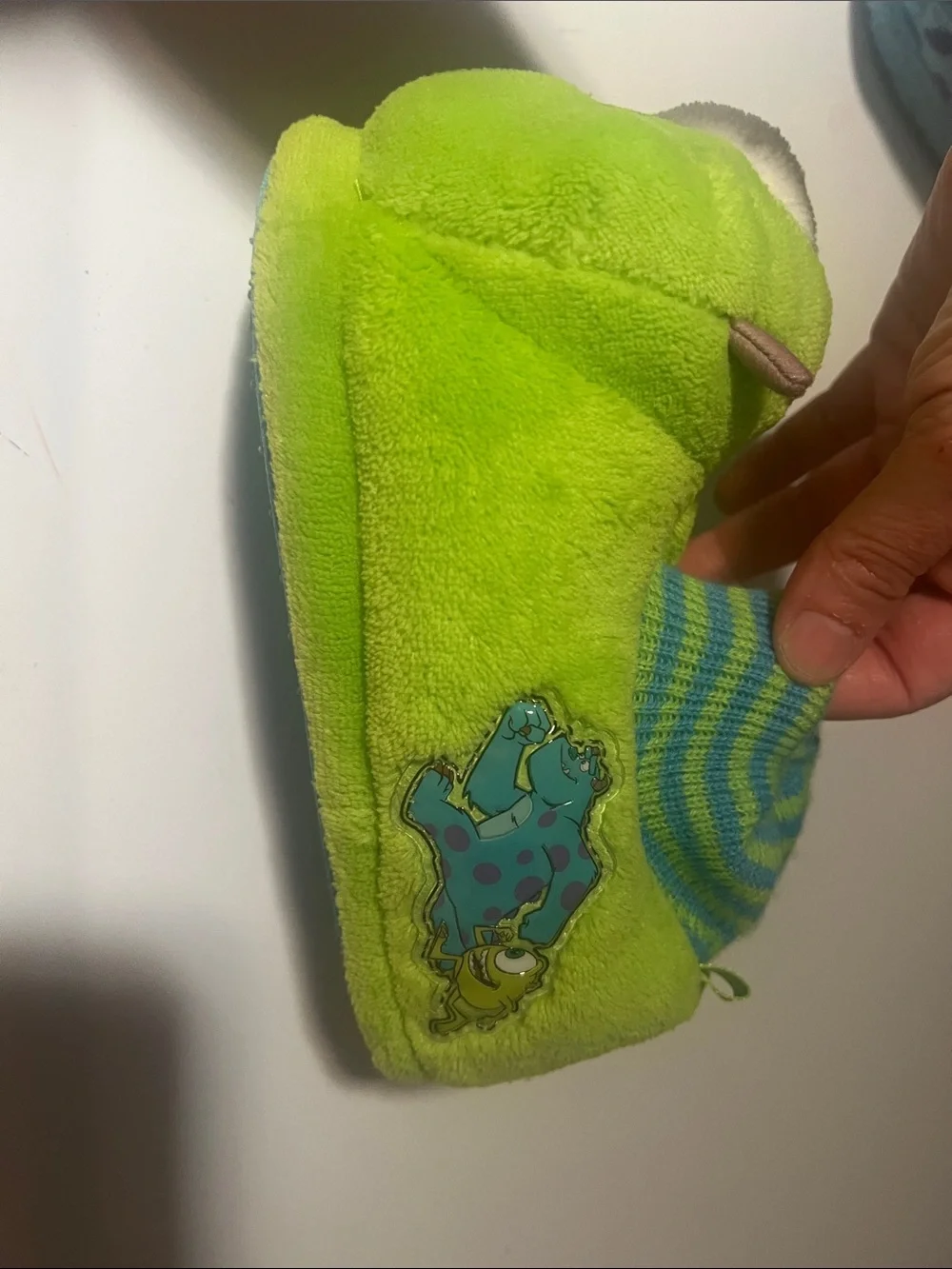 NWOT  Monsters, Inc. Plush Slippers - Blue Sulley & Green Mike